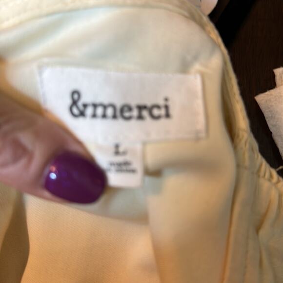 &Merci Tiered Dress Pale Yellow Buttercream V-Neck Pullover Cotton Size Large - Picture 5 of 6